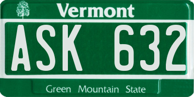 VT license plate ASK632