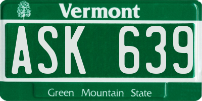 VT license plate ASK639