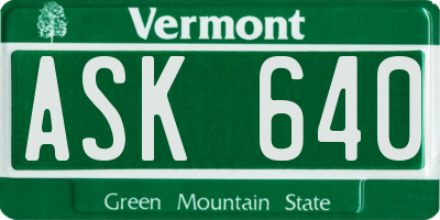 VT license plate ASK640