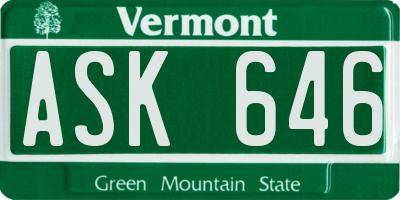 VT license plate ASK646