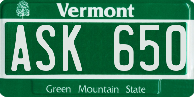 VT license plate ASK650