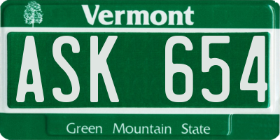 VT license plate ASK654