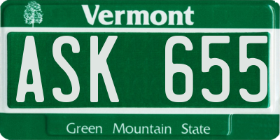 VT license plate ASK655