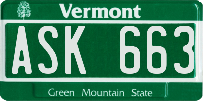 VT license plate ASK663