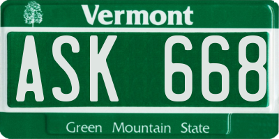 VT license plate ASK668