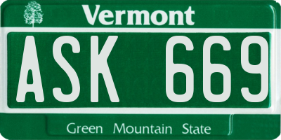 VT license plate ASK669