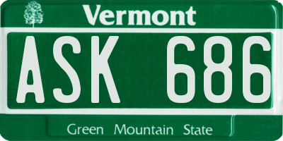VT license plate ASK686