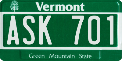 VT license plate ASK701