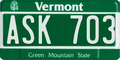 VT license plate ASK703