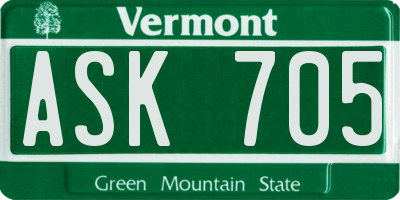 VT license plate ASK705