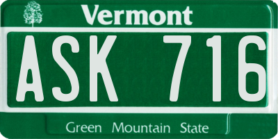 VT license plate ASK716
