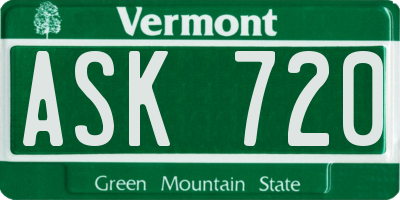 VT license plate ASK720