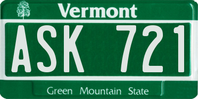 VT license plate ASK721