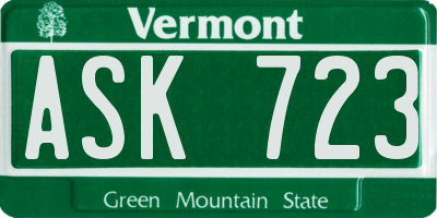 VT license plate ASK723