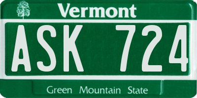 VT license plate ASK724