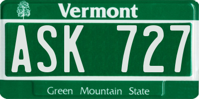 VT license plate ASK727