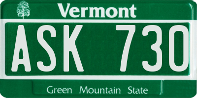 VT license plate ASK730
