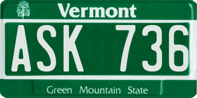 VT license plate ASK736