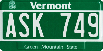 VT license plate ASK749
