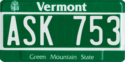 VT license plate ASK753