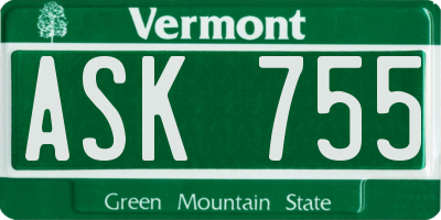 VT license plate ASK755