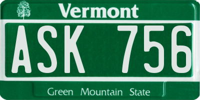 VT license plate ASK756