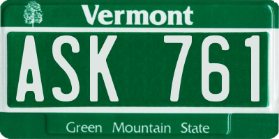 VT license plate ASK761