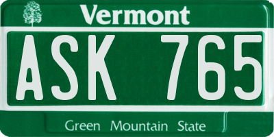 VT license plate ASK765