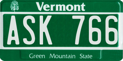 VT license plate ASK766