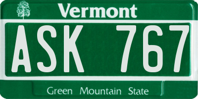 VT license plate ASK767
