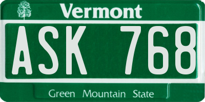 VT license plate ASK768