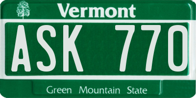 VT license plate ASK770