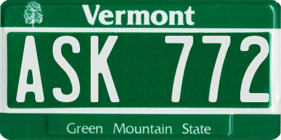 VT license plate ASK772