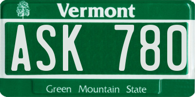 VT license plate ASK780