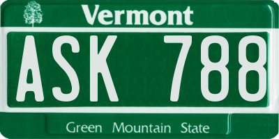VT license plate ASK788