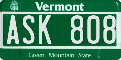 VT license plate ASK808