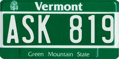 VT license plate ASK819