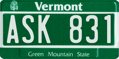 VT license plate ASK831