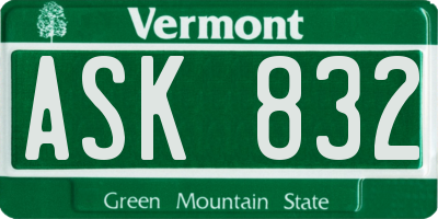 VT license plate ASK832