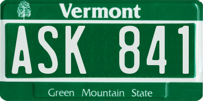 VT license plate ASK841