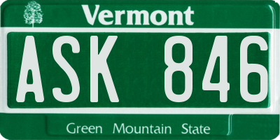 VT license plate ASK846