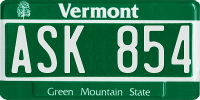 VT license plate ASK854
