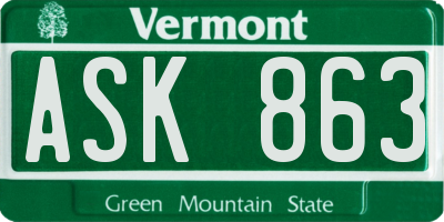 VT license plate ASK863