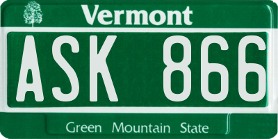 VT license plate ASK866