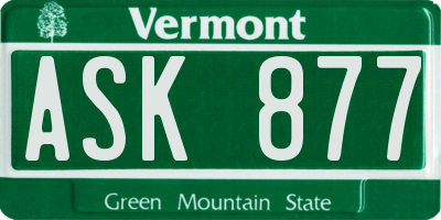 VT license plate ASK877