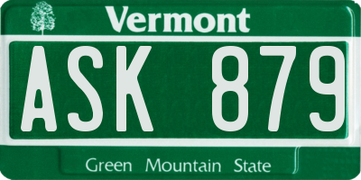 VT license plate ASK879