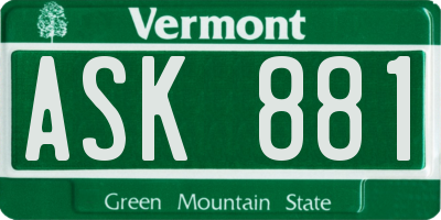 VT license plate ASK881