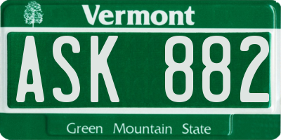 VT license plate ASK882