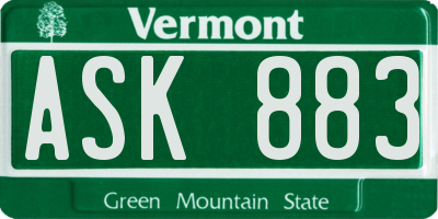 VT license plate ASK883