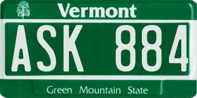 VT license plate ASK884